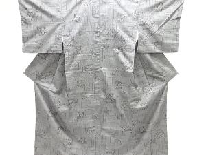 ヱ霞に花模様織り出し十日町紬着物